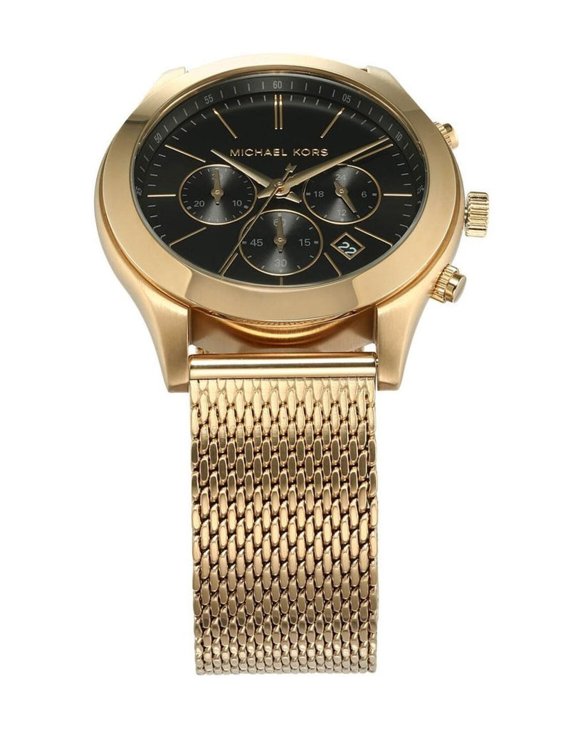 Michael Kors Slim Runway Chronograph Black Dial Gold Mesh Strap Watch For Men - MK9057 Buy Now By Michael Kors