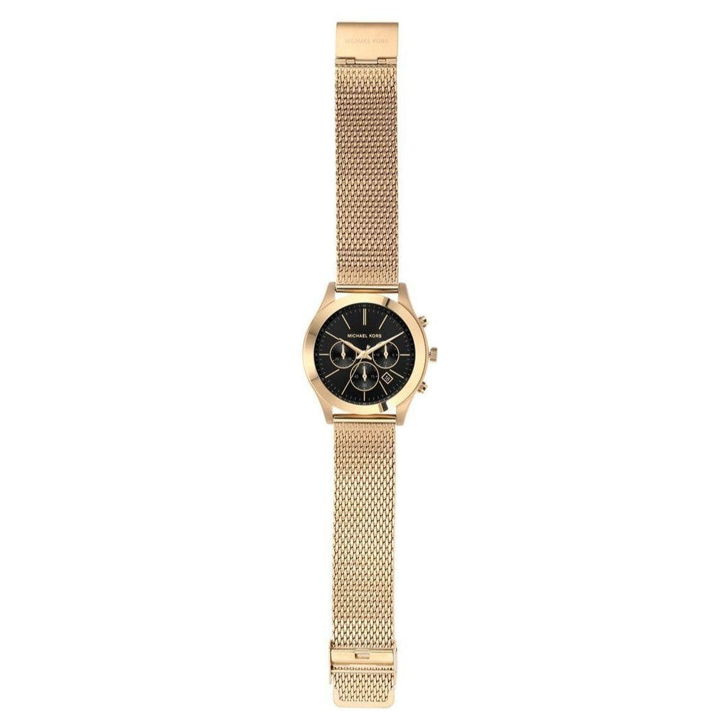 Michael Kors Slim Runway Chronograph Black Dial Gold Mesh Strap Watch For Men - MK9057 Buy Now By Michael Kors