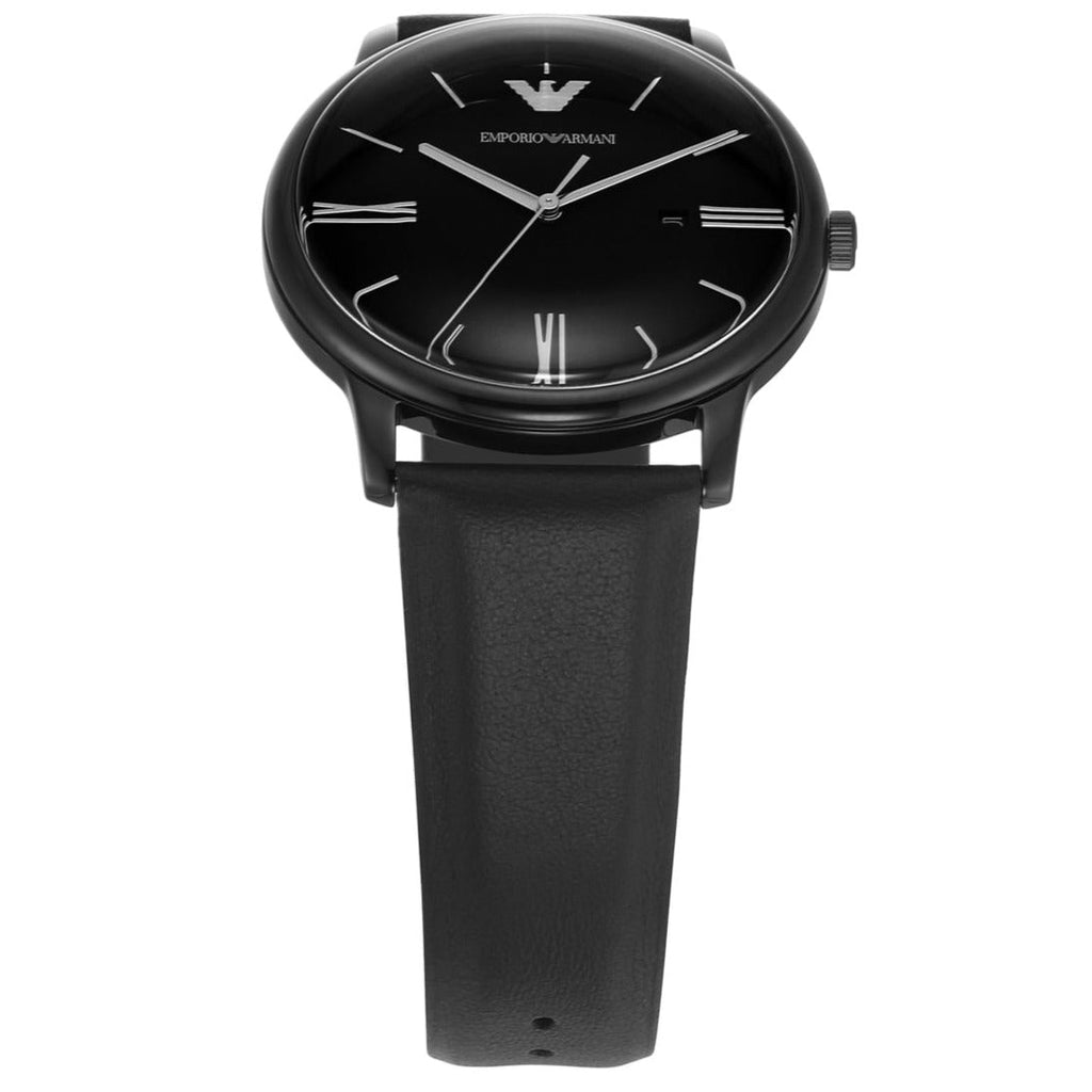 Emporio Armani Minimalist Analog Black Dial Black Leather Strap Watch For Men - AR11573 Buy Now By Emporio Armani
