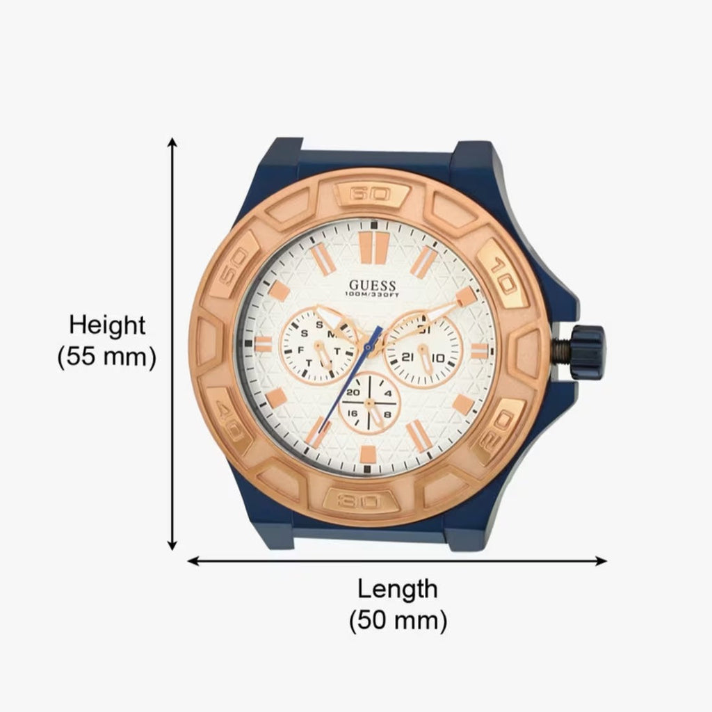 Guess Force Multi Function White Dial Blue Leather Strap Watch For Men - W0674G7 Buy Now By Guess