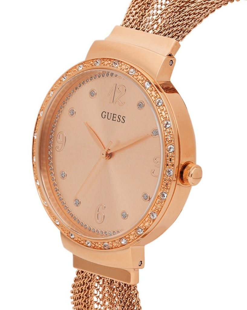 Guess Chiffon Rose Gold Dial Mesh Bracelet Watch For Women - W1083L3 Buy Now By Guess