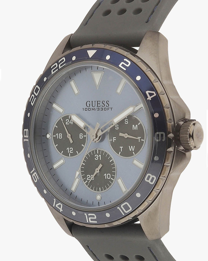 Guess Odyssey Blue Dial Grey Rubber Strap Watch For Men - W1108G6 Buy Now By Guess