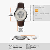 Fossil Neutra Automatic Skeleton White Dial Brown Leather Strap Watch for Men - ME3184 Buy Now By Fossil