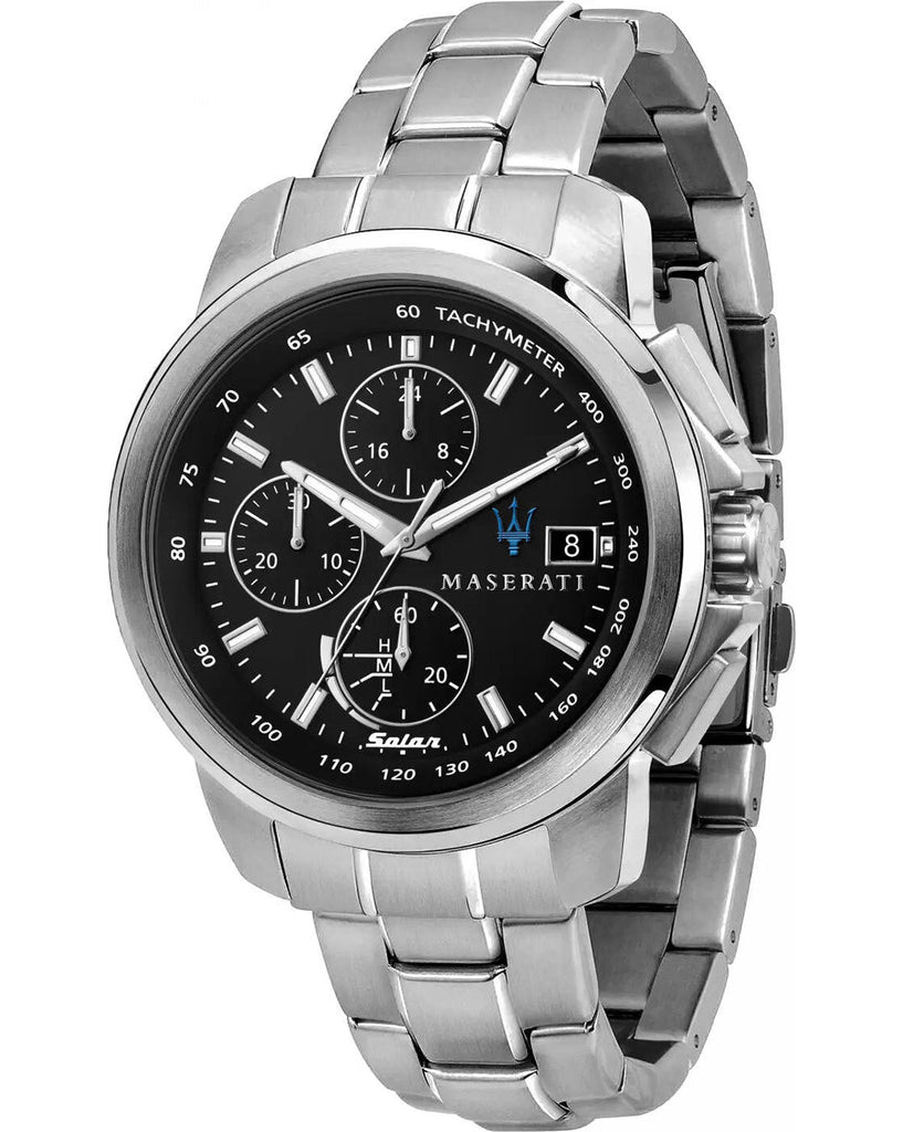 Maserati Successo Solar Edition Black Dial Silver Steel Strap Watch For Men - R8873645003 Buy Now By Maserati