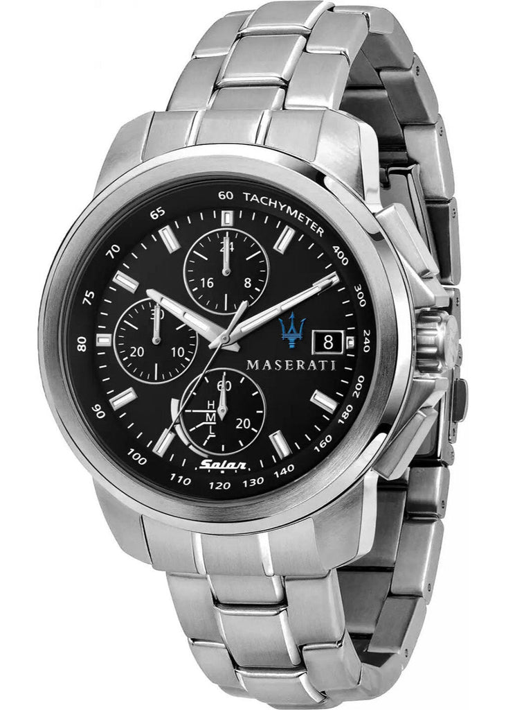 Maserati Successo Solar Edition Black Dial Silver Steel Strap Watch For Men - R8873645003 Buy Now By Maserati