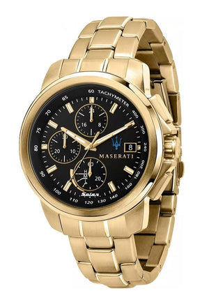 Maserati Successo Black Dial Gold Stainless Steel Watch For Men - R8873645002 Buy Now By Maserati
