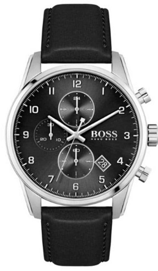 Hugo Boss Skymaster Black Dial Black Leather Strap Watch for Men - 1513782 Buy Now By Hugo Boss