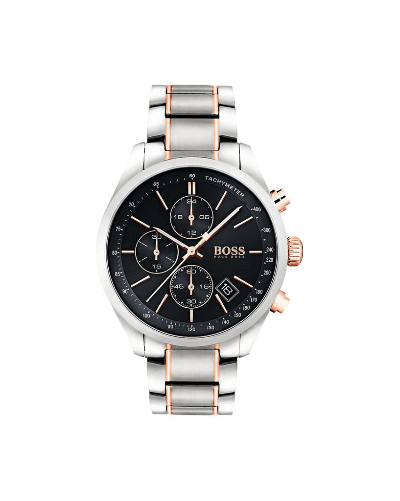 Hugo Boss Grand Prix Black Dial Two Tone Steel Strap Watch for Men - 1513473 Buy Now By Hugo Boss