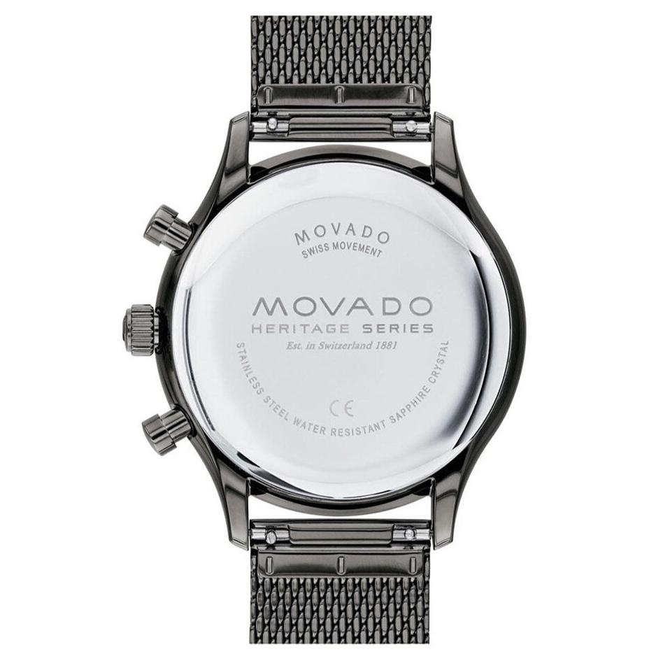 Movado Heritage Calendoplan Chronograph Black Dial Grey Mesh Strap Watch for Men - 3650100 Buy Now By Movado