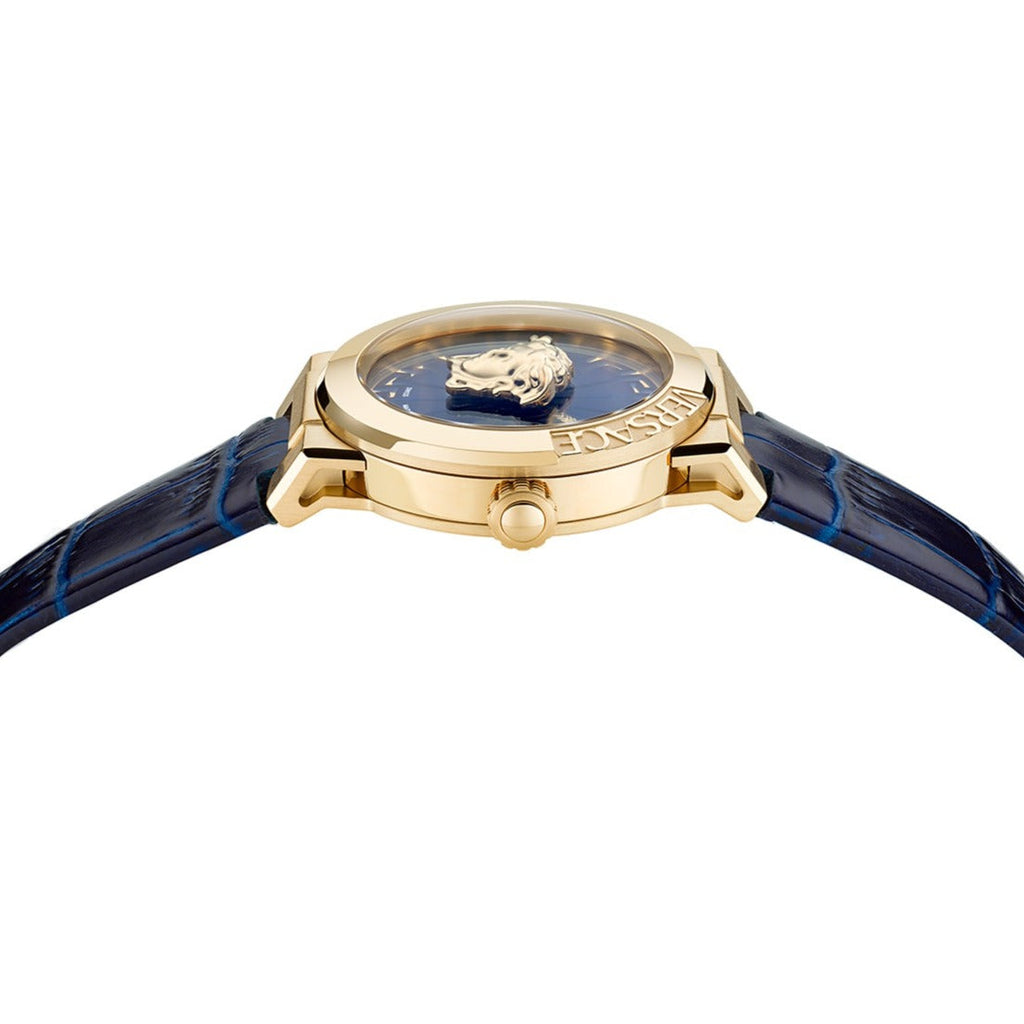 Versace Univers Navy Blue Dial Navy Blue Leather Strap Watch for Men - VEBK00318 Buy Now By Versace