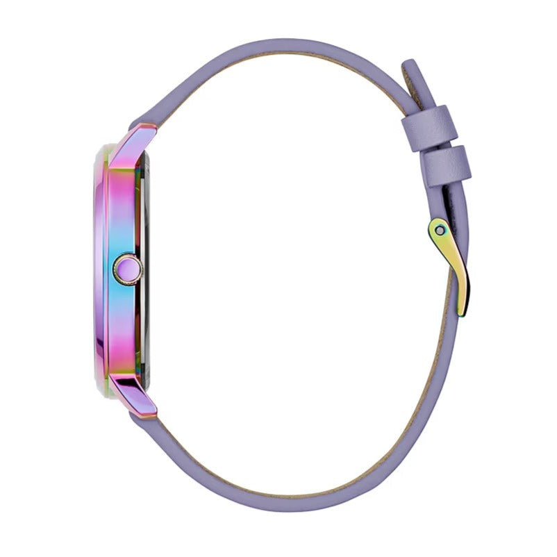 Guess Dahlia Analog Silver Dial Purple Leather Strap Watch For Women - GW0529L4 Buy Now By Guess