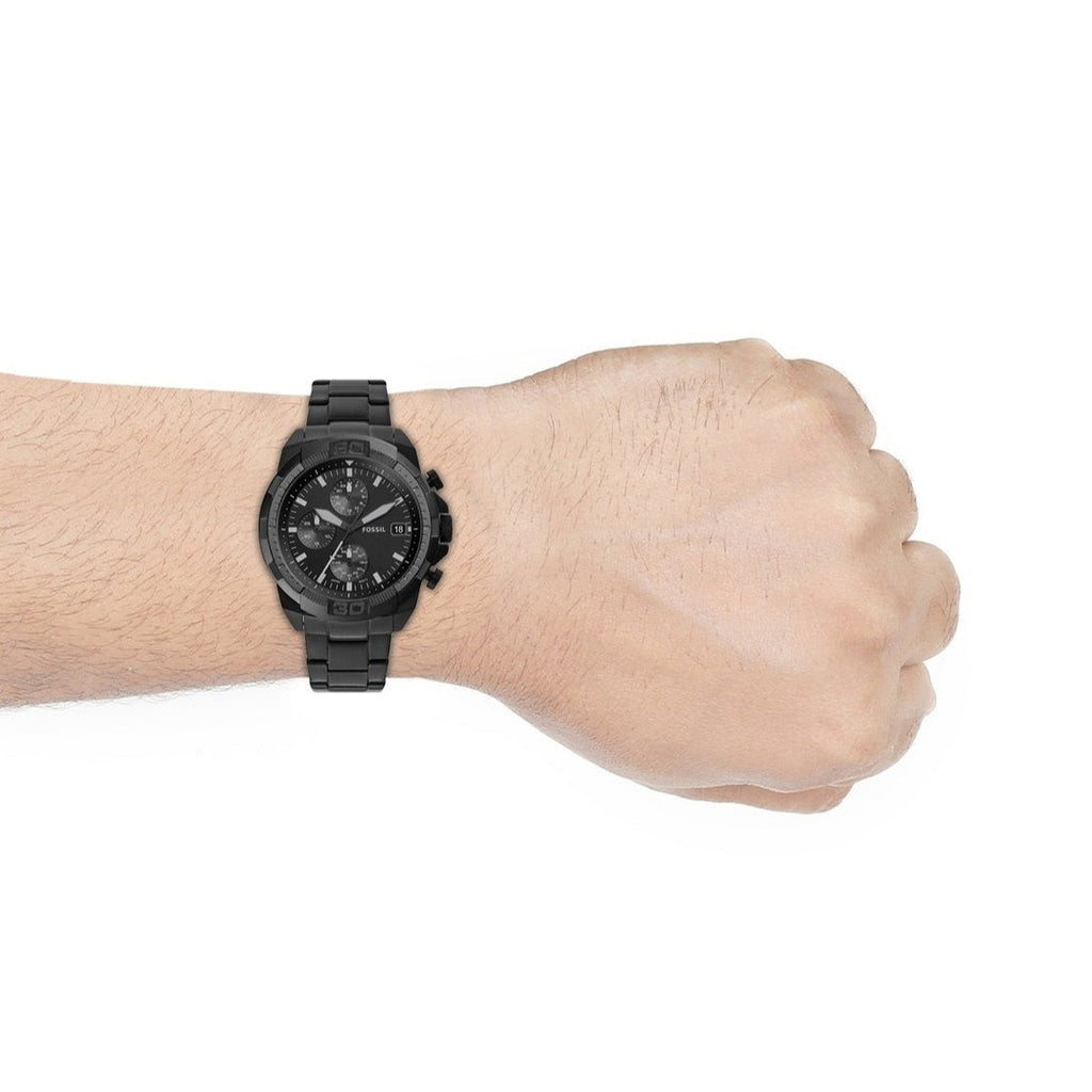 Fossil Bronson Chronograph Black Dial Black Steel Strap Watch for Men - FS5853 Buy Now By Fossil
