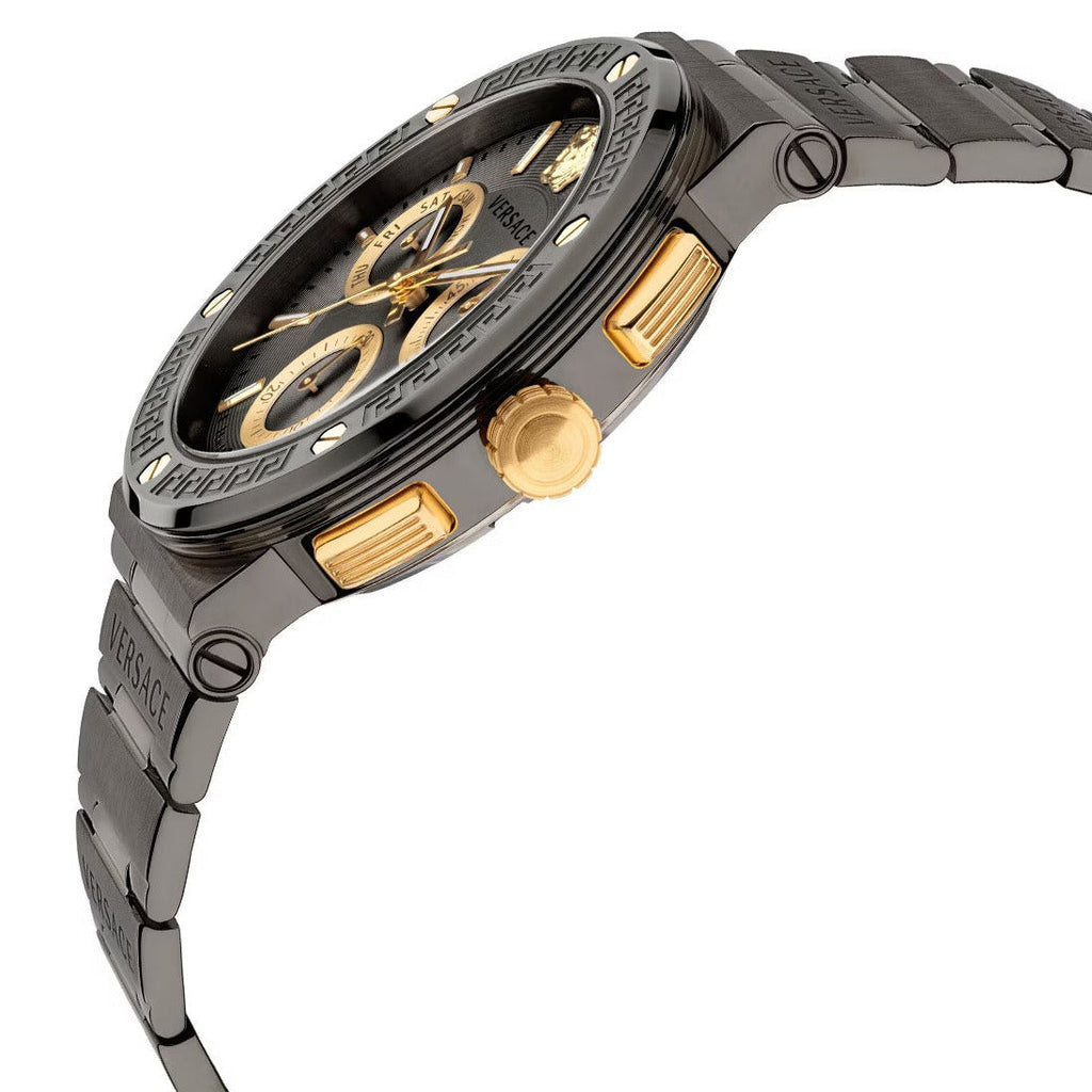 Versace Greca Icon Quartz Black Dial Black Steel Strap Watch For Men - VEZ900521 Buy Now By Versace