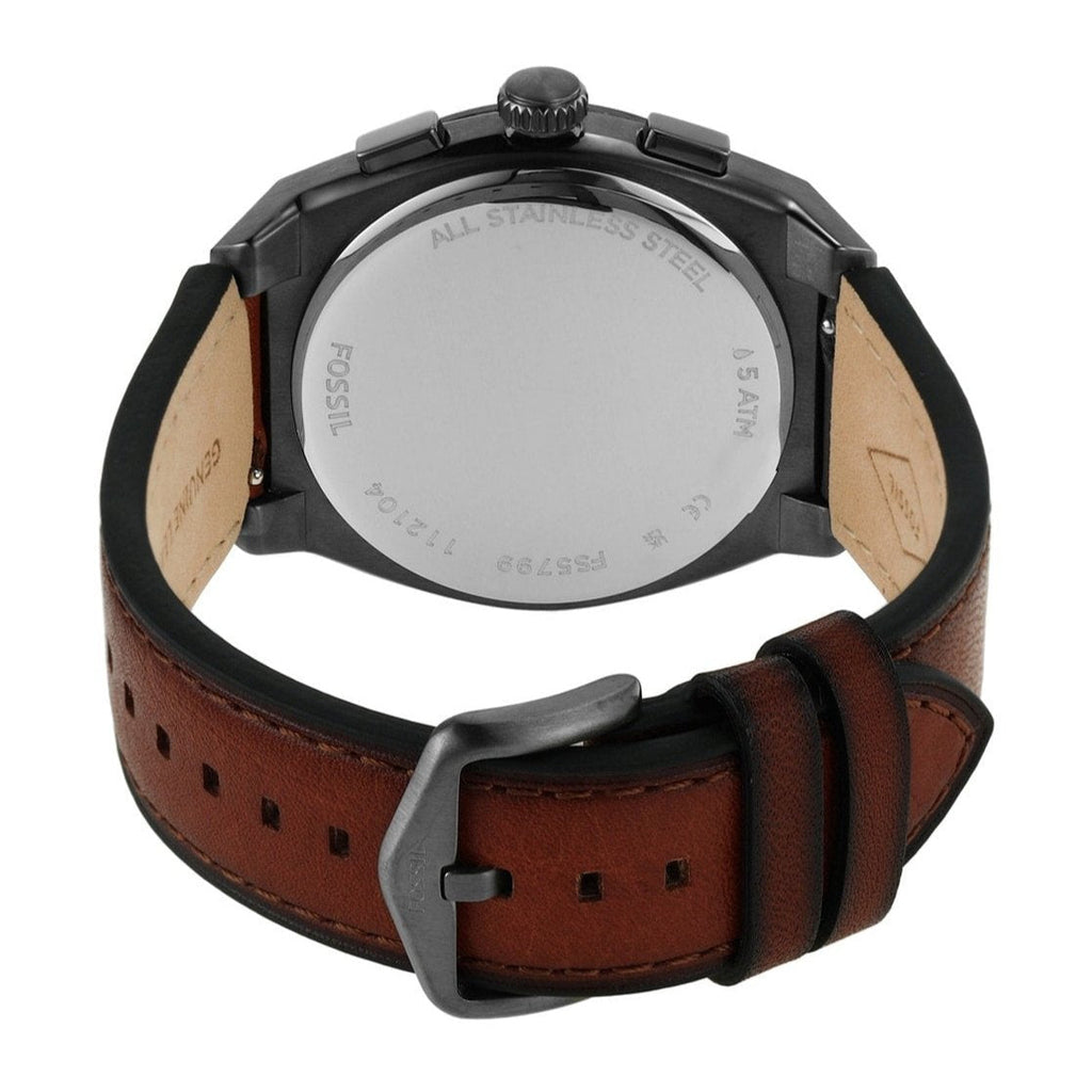 Fossil Everett Chronograph Grey Dial Brown Leather Strap Watch for Men - FS5799 Buy Now By Fossil