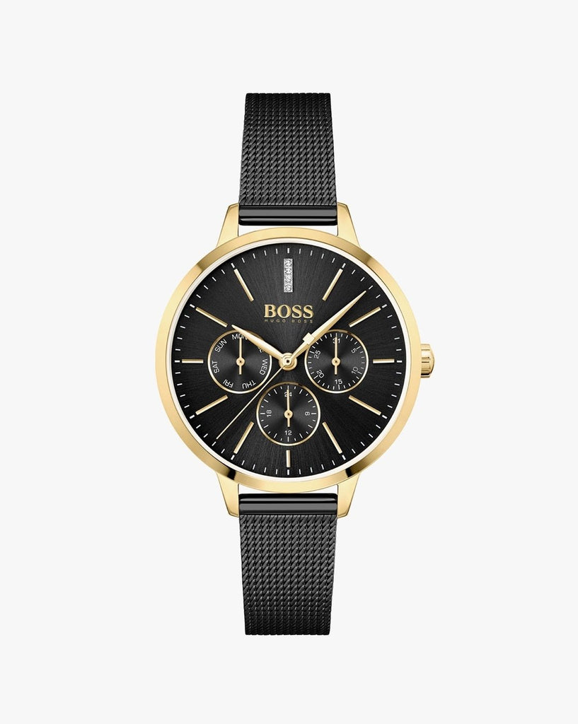 Hugo Boss Flawless Black Dial Black Mesh Bracelet Watch for Women - 1502627 Buy Now By Hugo Boss