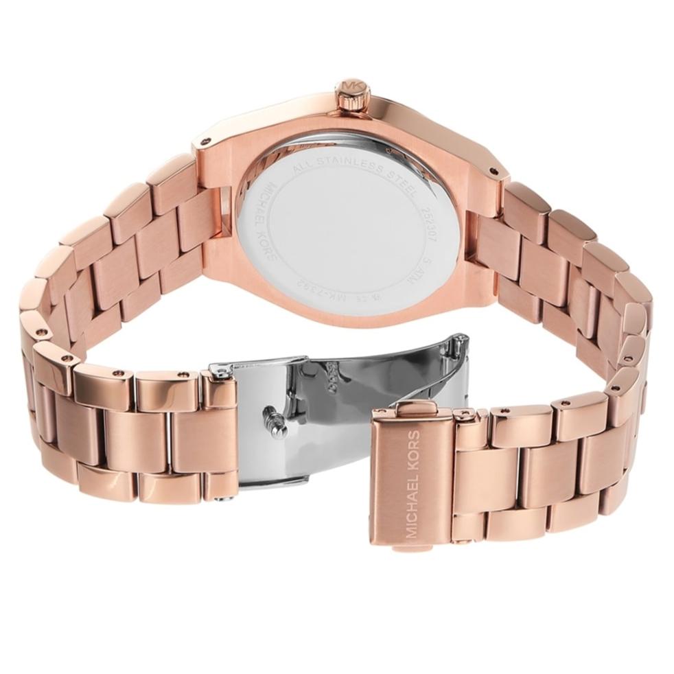 Michael Kors Lennox Three Hand Black Dial Rose Gold Steel Strap Watch For Women - MK7392 Buy Now By Michael Kors
