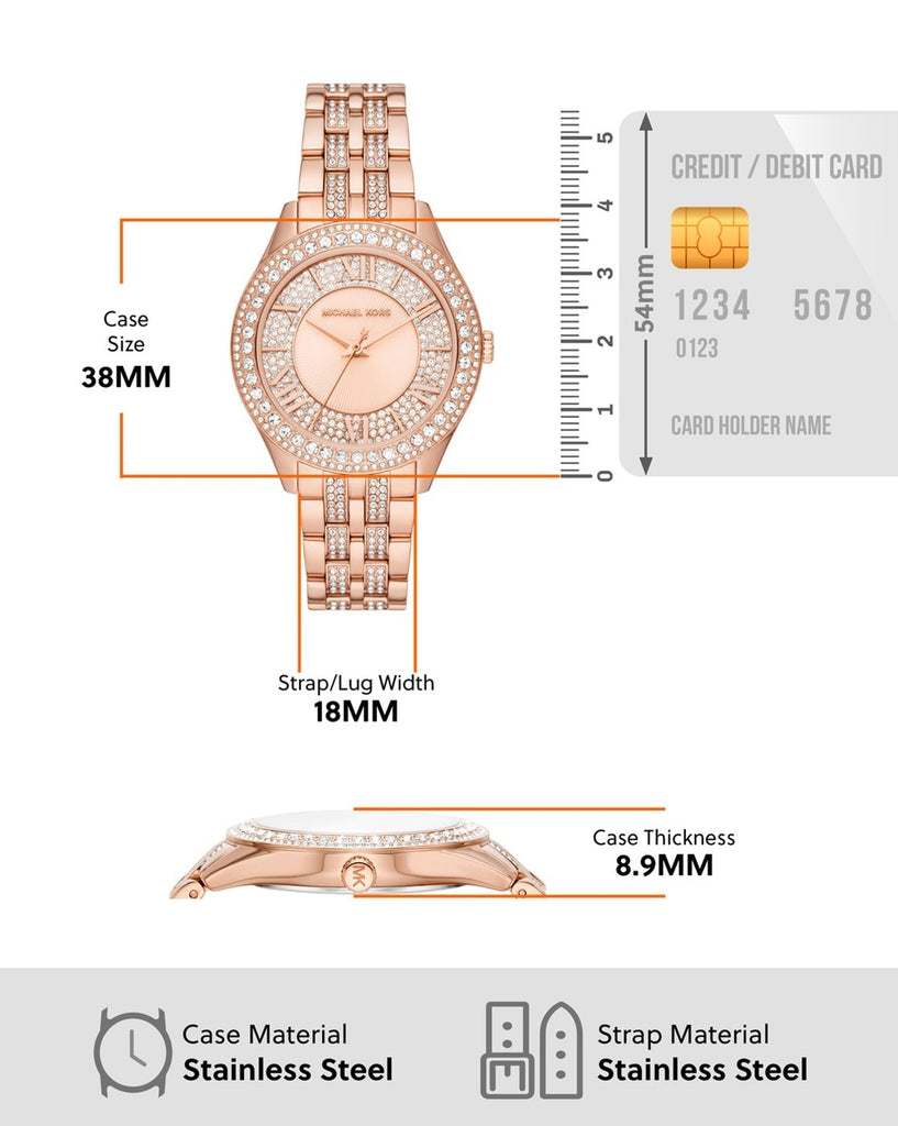 Michael Kors Harlowe Rose Gold Dial Rose Gold Steel Strap Watch For Women - MK4710 Buy Now By Michael Kors