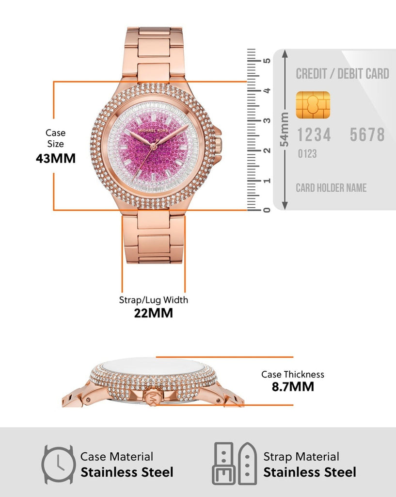 Michael Kors Camille Analog Pink Dial Rose Gold Steel Strap Watch for Women - MK7340 Buy Now By Michael Kors