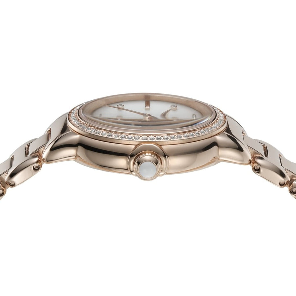 Emporio Armani Aira Three Hand Mother of Pearl Dial Rose Gold Steel Strap Watch For Women - AR11523 Buy Now By Emporio Armani