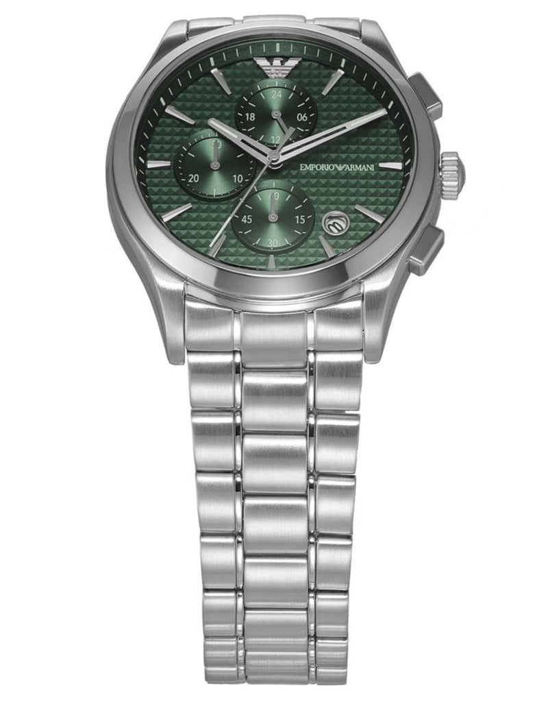 Emporio Armani Paolo Chronograph Green Dial Silver Steel Strap Watch For Men - AR11529 Buy Now By Emporio Armani