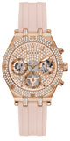 Guess Heiress Diamonds Rose Gold Dial Pink Rubber Strap Watch for Women - GW0407L3 Buy Now By Guess
