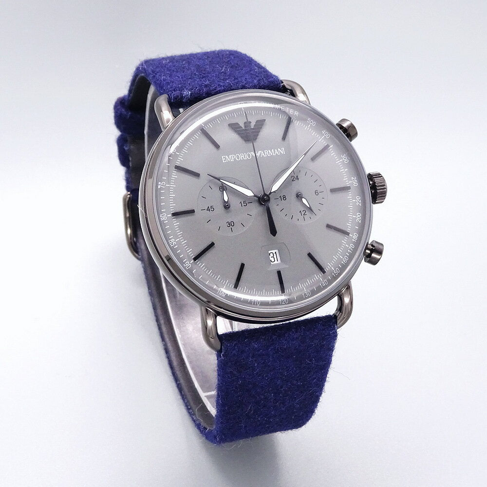 Emporio Armani Aviator Quartz Grey Dial Blue Fabric Strap Watch For Men - AR11144 Buy Now By Emporio Armani