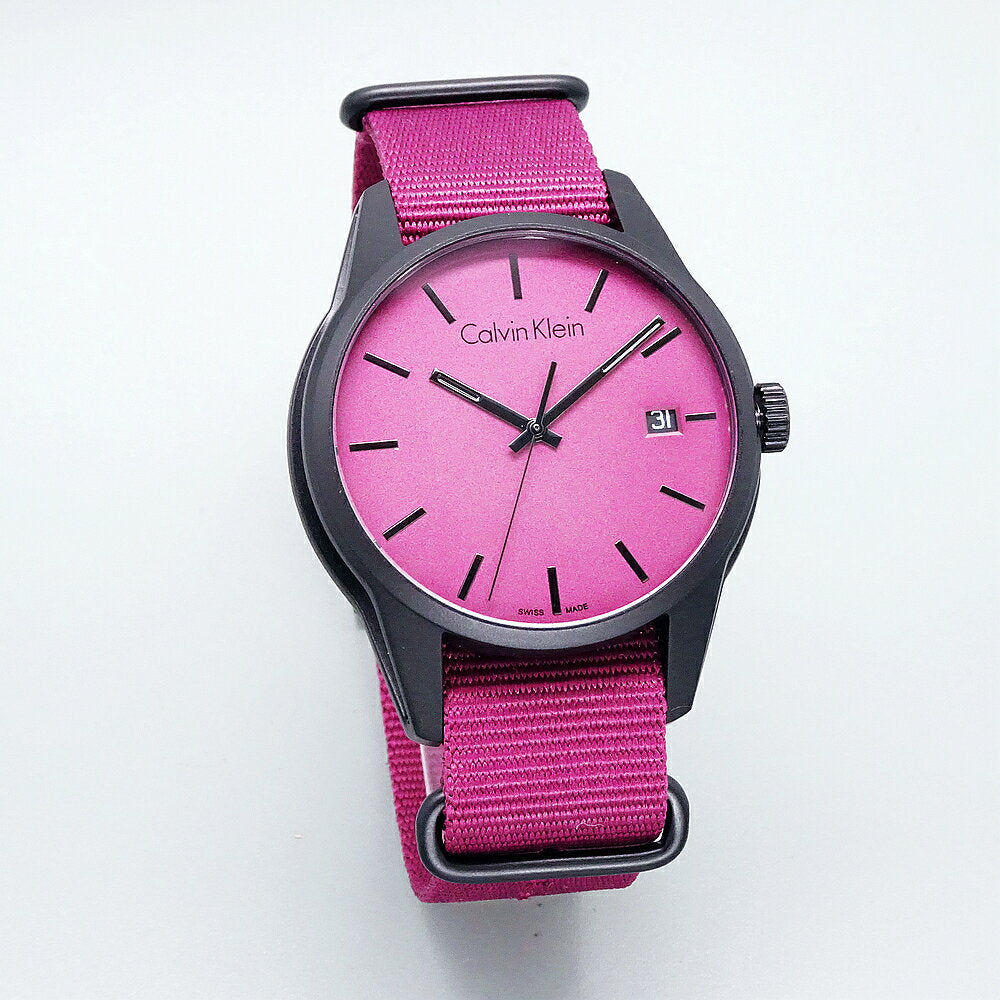 Calvin Klein Tone Maroon Dial Maroon NATO Strap Watch for Men - K7K514UP Buy Now By Calvin Klein