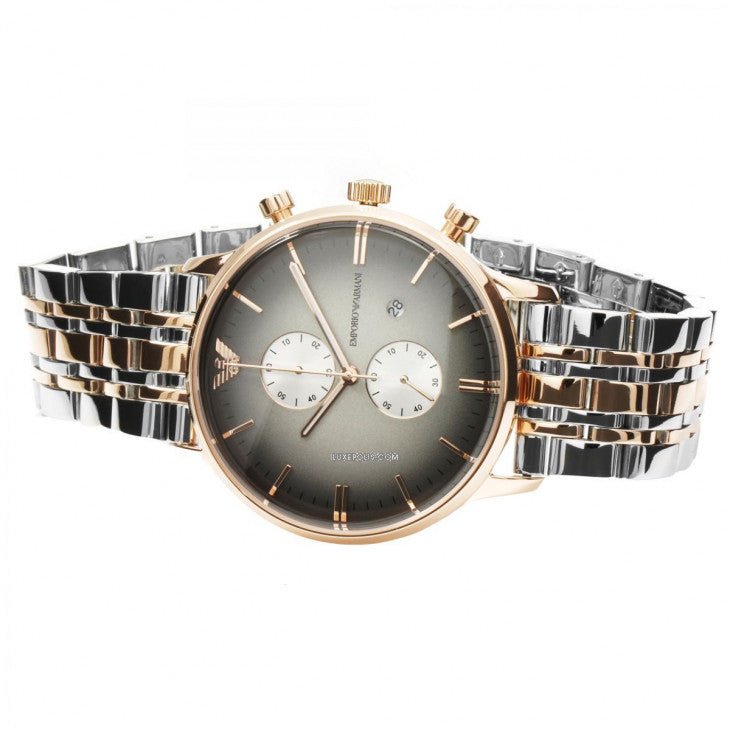 Emporio Armani Gianni Chronograph Grey Dial Two Tone Steel Strap Watch For Men - AR1721 Buy Now By Emporio Armani