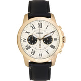 Fossil Grant Chronograph White Dial Black Leather Strap Watch for Men - FS5272 Buy Now By Fossil
