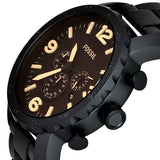 Fossil Nate Chrongraph Ion Plated Black Dial Black Steel Strap Watch for Men - JR1356 Buy Now By Fossil