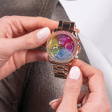 Guess Confetti Multifunction Multicolor Dial Rose Gold Steel Strap Watch For Women - GW0483L3 Buy Now By Guess