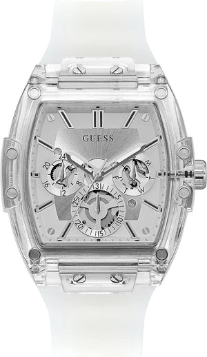 Guess Phoenix Multi Function Silver Dial White Rubber Strap Watch for Men - GW0203G1 Buy Now By Guess