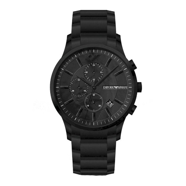 Emporio Armani Renato Chronograph Mother of Pearl Black Dial Black Steel Strap Watch For Men - AR11275 Buy Now By Emporio Armani