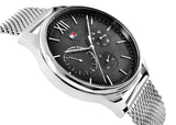 Tommy Hilfiger Damon Quartz Chronograph Black Dial Silver Mesh Bracelet Watch for Men - 1791415 Buy Now By Tommy Hilfiger