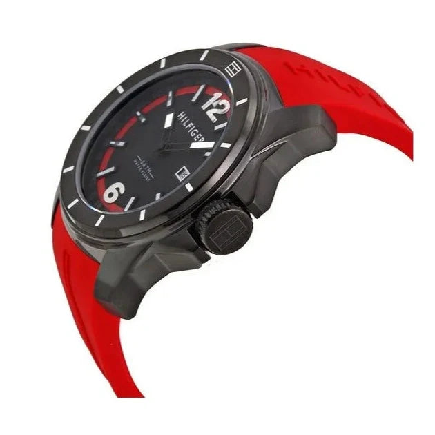 Tommy Hilfiger Windsurf Black Dial Red Rubber Strap Watch for Men - 1791112 Buy Now By Tommy Hilfiger
