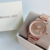 Michael Kors Ritz Analog Crystals Silver Dial Rose Gold Steel Strap Watch for Women - MK6863 Buy Now By Michael Kors