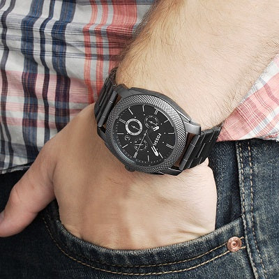 Fossil Machine Chronograph Black Dial Grey Steel Strap Watch for Men - FS4662 Buy Now By Fossil
