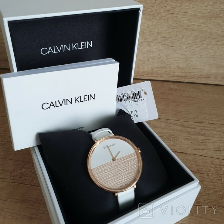 Calvin Klein Rise White Dial White Leather Strap Watch for Women - K7A236LH Buy Now By Calvin Klein