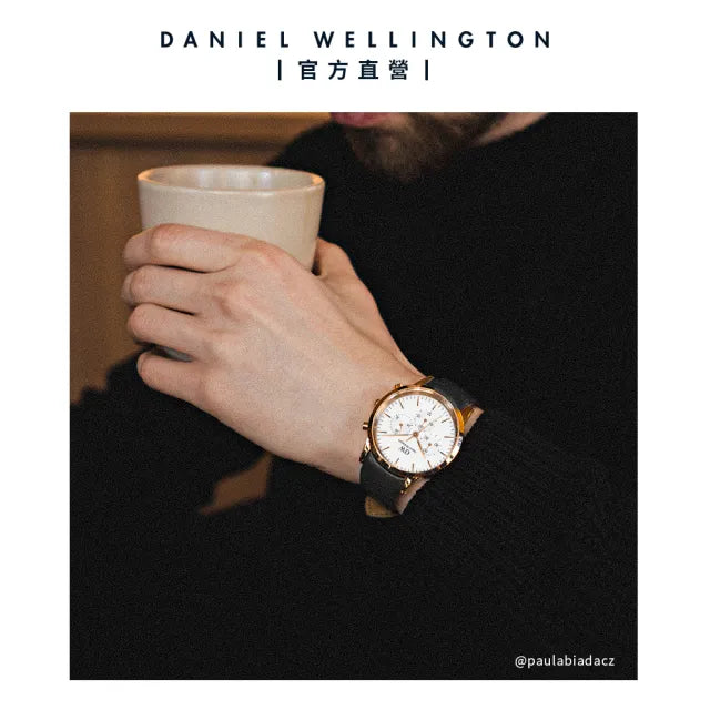 Daniel Wellington Iconic Chronograph Sheffield White Dial Black Leather Strap Watch For Men - DW00100646 Buy Now By Daniel Wellington