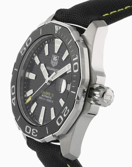 Tag Heuer Aquaracer Calibre 5 Automatic Black Dial Black Nylon Strap Watch for Men - WAY211A.FC6362 Buy Now By Tag Heuer