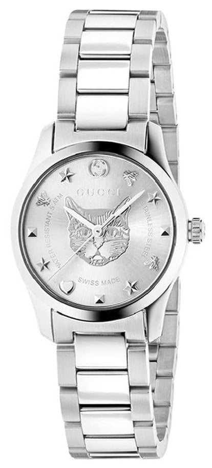 Gucci G Timeless Quartz Silver Dial Silver Steel Strap Watch For Women - YA126595 Buy Now By Gucci