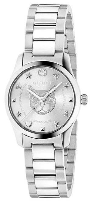 Gucci G Timeless Quartz Silver Dial Silver Steel Strap Watch For Women - YA126595 Buy Now By Gucci