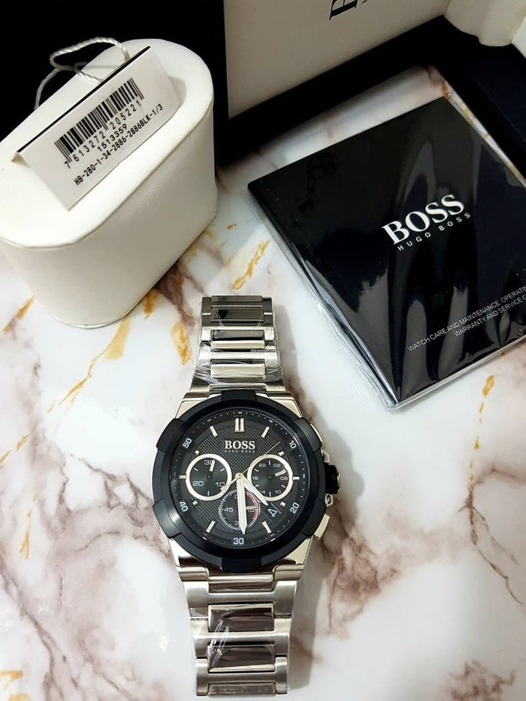 Hugo Boss Supernova Chronograph Black Dial Silver Steel Strap Watch for Men - 1513359 Buy Now By Hugo Boss