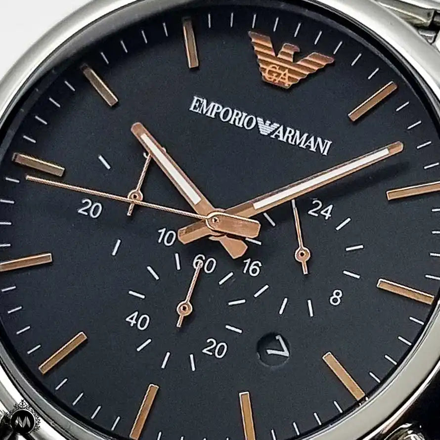 Emporio Armani Luigi Chronograph Quartz Black Dial Silver Mesh Bracelet Watch For Men - AR11429 Buy Now By Emporio Armani