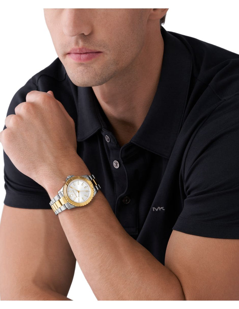 Michael Kors Everest Three Hand Silver Dial Two Tone Steel Strap Watch For Men - MK9141 Buy Now By Michael Kors