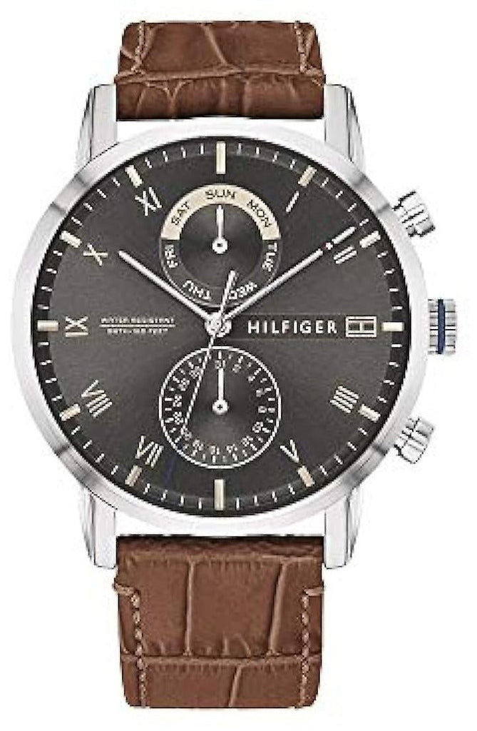 Tommy Hilfiger Kane Grey Dial Brown Leather Strap Watch for Men - 1710398 Buy Now By Tommy Hilfiger