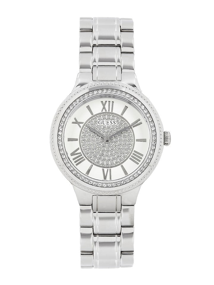 Guess Madison Diamonds Silver Dial Silver Steel Strap Watch for Women - W0637L1 Buy Now By Guess