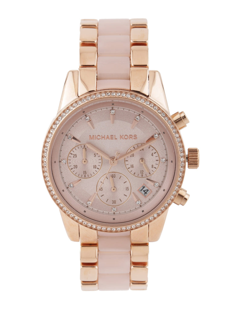 Michael Kors Ritz Chronograph Rose Gold Dial Two Tone Steel Strap Watch for Women - MK6307 Buy Now By Michael Kors
