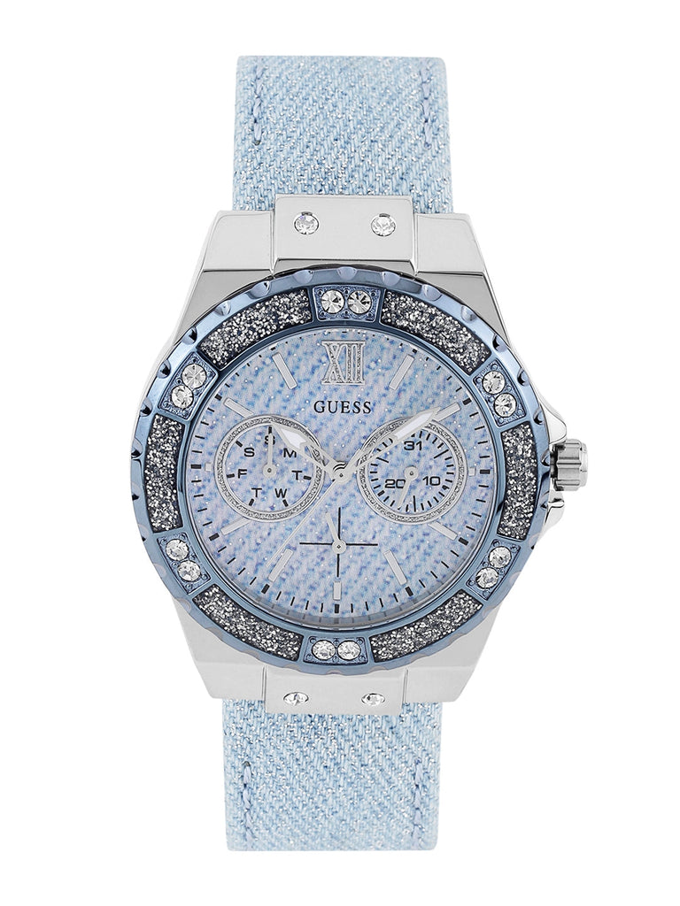 Guess Limelight Quartz Blue Dial Blue Leather Strap Watch For Men - W0775l1 Buy Now By Guess