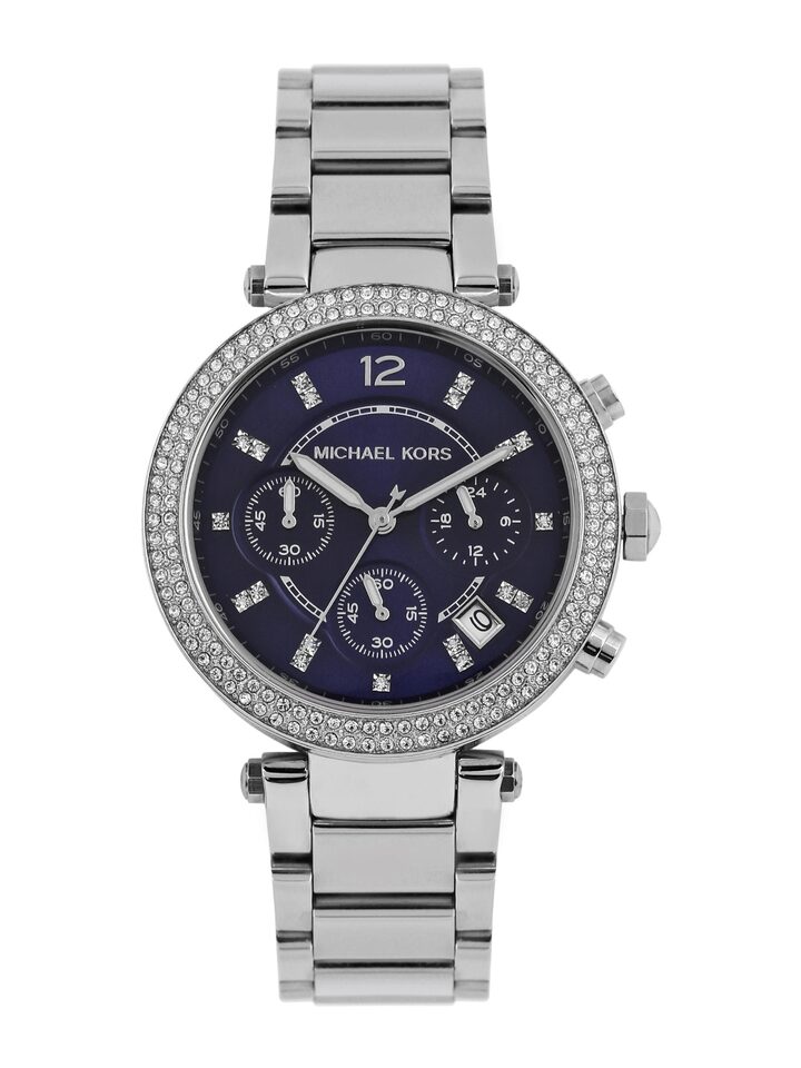 Michael Kors Parker Chronograph Blue Dial Silver Steel Strap Watch for Women - MK6117 Buy Now By Michael Kors